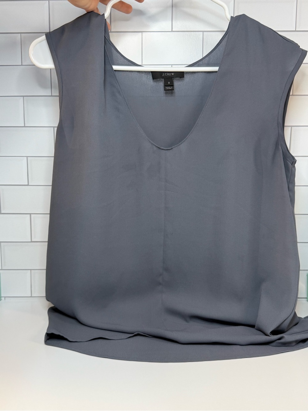 J. Crew Sleeveless V-Neck Shell Top - Slate Gray